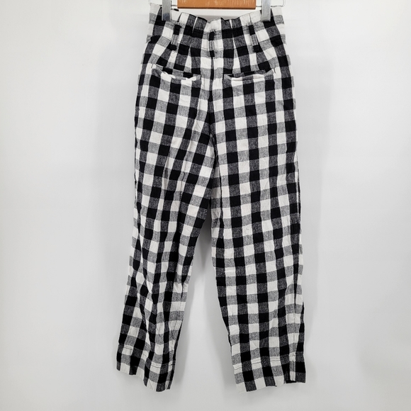 Madewell paper bag pants in gingham black and white 00 - Picture 4 of 7